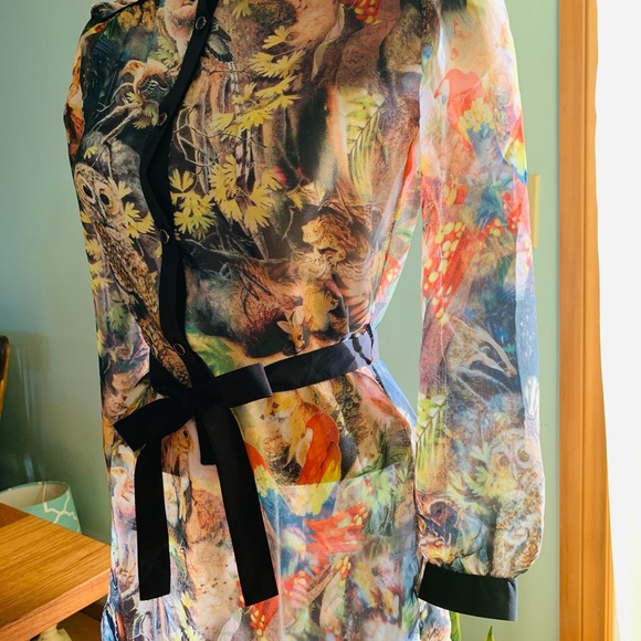 Colourful Melanie Lynne Sheer Long-Sleeve Blouse - Picture 1 of 5